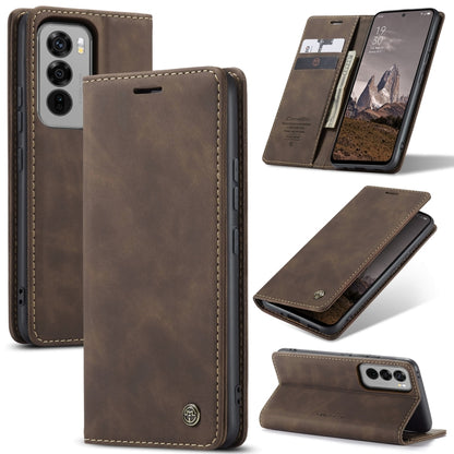 For OPPO Reno12 5G Global CaseMe 013 Multifunctional Horizontal Flip Leather Phone Case(Coffee) - Reno12 Cases by CaseMe | Online Shopping UK | buy2fix