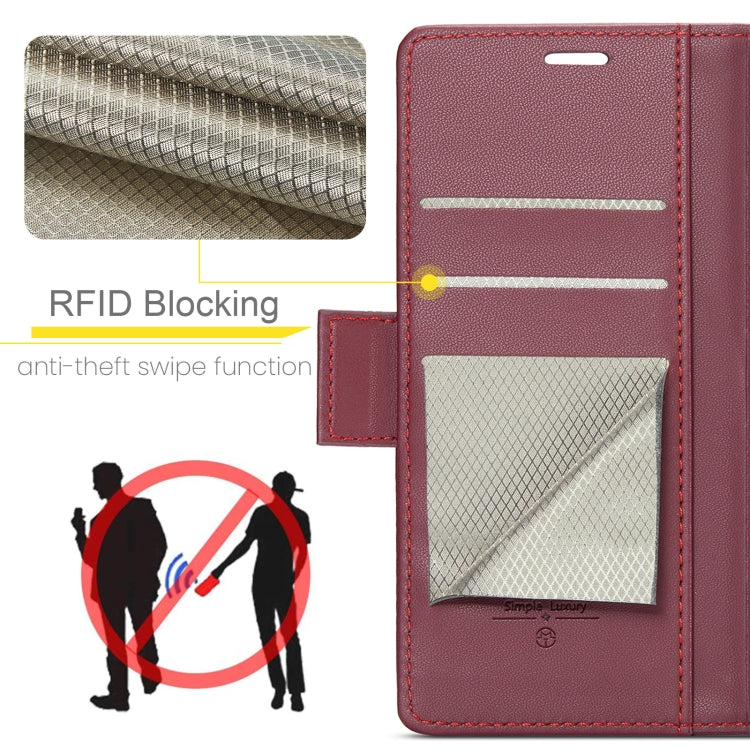 For OPPO Reno12 5G Global CaseMe 023 Butterfly Buckle Litchi Texture RFID Anti-theft Leather Phone Case(Red) - Reno12 Cases by CaseMe | Online Shopping UK | buy2fix