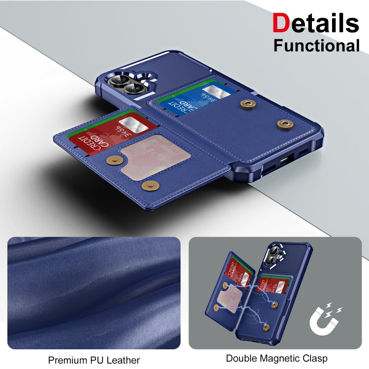 For iPhone 16 Plus ENKAY Hat-Prince Card Slot Wallet TPU Back Leather Phone Case with Lens Film(Dark Blue) - iPhone 16 Plus Cases by ENKAY | Online Shopping UK | buy2fix