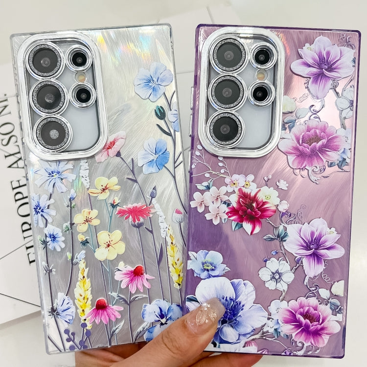 For Samsung Galaxy S25 Ultra 5G Electroplating Flowers Plants Texture TPU Phone Case(Gardenia FL15) - Galaxy S25 Ultra 5G Cases by buy2fix | Online Shopping UK | buy2fix