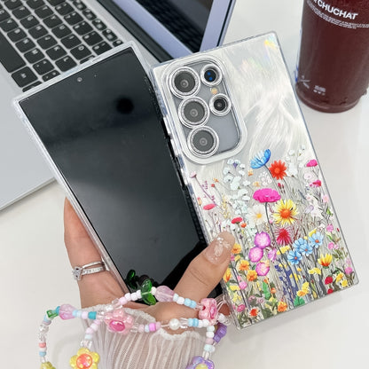 For Samsung Galaxy S25 5G Electroplating Flower Texture Wristband TPU Phone Case(Wild Chrysanthemum SH5) - Galaxy S25 5G Cases by buy2fix | Online Shopping UK | buy2fix