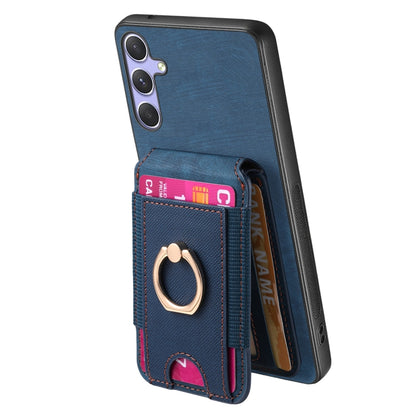 For Samsung Galaxy S25 5G Retro Splitable Magnetic Stand Card Bag Leather Phone Case(Blue) - Galaxy S25 5G Cases by buy2fix | Online Shopping UK | buy2fix