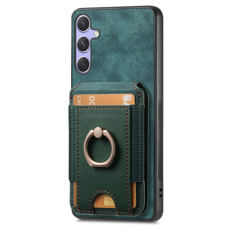 For Samsung Galaxy S25+ 5G Retro Splitable Magnetic Stand Card Bag Leather Phone Case(Green) - Galaxy S25+ 5G Cases by buy2fix | Online Shopping UK | buy2fix