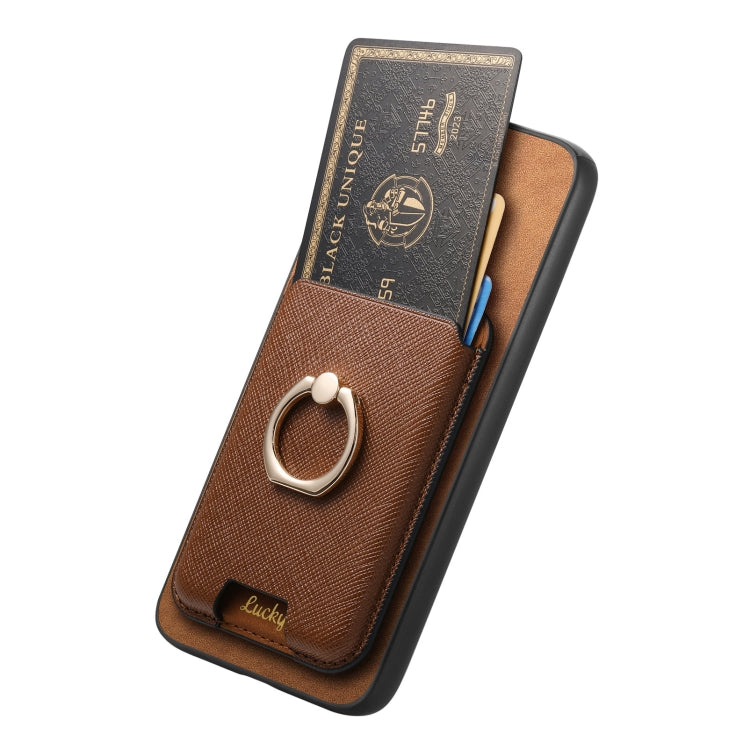 For Samsung Galaxy S25 5G Retro Cross Leather Ring Vertical Insert Card Bag MagSafe Phone Case(Brown) - Galaxy S25 5G Cases by buy2fix | Online Shopping UK | buy2fix