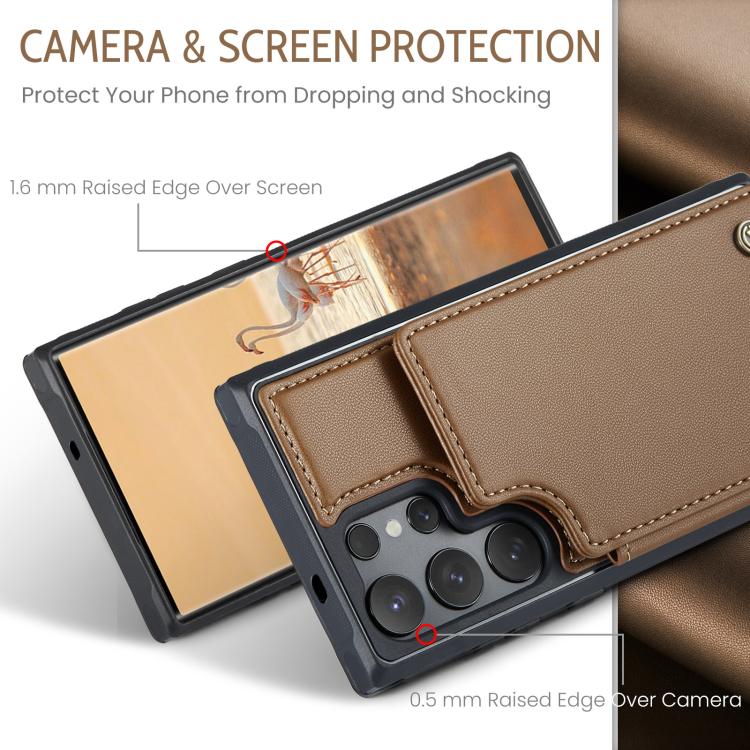 For Samsung Galaxy S25 Ultra 5G CaseMe C22 Card Slots Holder RFID Anti-theft Phone Case(Brown) - Galaxy S25 Ultra 5G Cases by CaseMe | Online Shopping UK | buy2fix