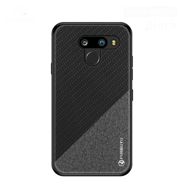 PINWUYO Hong Series Anti-fall TPU+ Chemical Fiber Cloth Protective Cover for LG K50 / Q60(Black) - LG by PINWUYO | Online Shopping UK | buy2fix