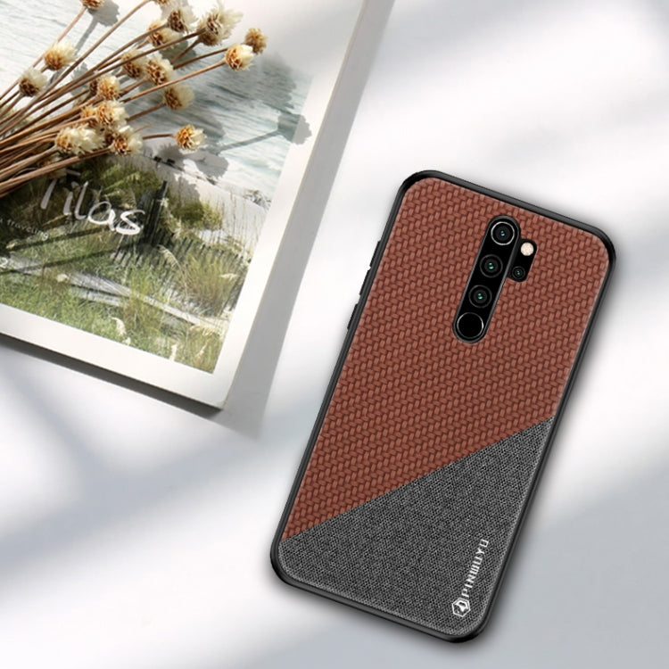 For Xiaomi RedMi Note 8 Pro PINWUYO Rong Series  Shockproof PC + TPU+ Chemical Fiber Cloth Protective Cover(Brown) - Xiaomi Cases by buy2fix | Online Shopping UK | buy2fix