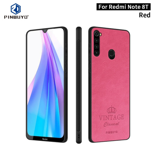 For Xiaomi Redmi Note 8T PINWUYO Pin Rui Series Classical PU Leather + PC + TPU Anti-fall All-inclusive Case (Red) - Xiaomi Cases by PINWUYO | Online Shopping UK | buy2fix