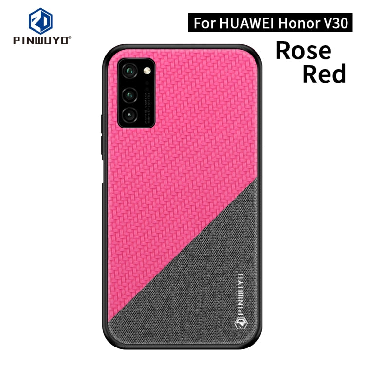 For Huawei Honor V30 / V30 Pro PINWUYO Rong Series  Shockproof PC + TPU+ Chemical Fiber Cloth Protective Case(Red) - Honor Cases by PINWUYO | Online Shopping UK | buy2fix