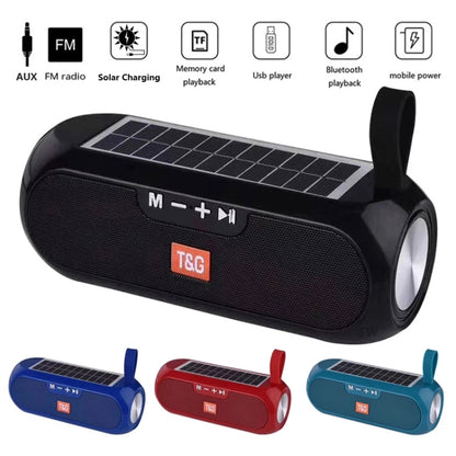 T&G TG182 Portable Column Wireless Stereo Music Box Solar Power waterproof USB AUX FM radio super bass(Black) - Desktop Speaker by T&G | Online Shopping UK | buy2fix