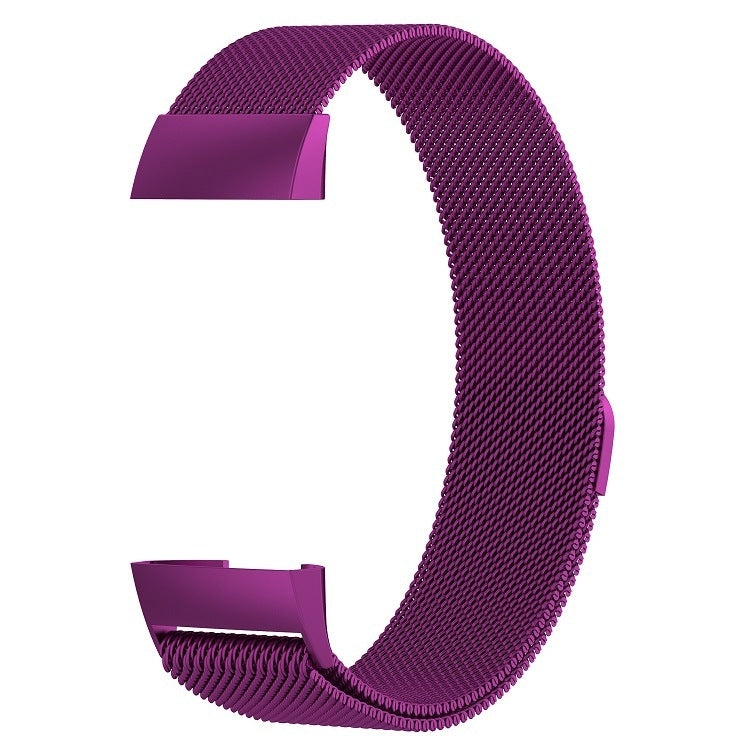 Stainless Steel Magnet Watch Band for FITBIT Charge  4 / 3，Small Size: 190x18mm(Dark Purple) - Watch Bands by buy2fix | Online Shopping UK | buy2fix