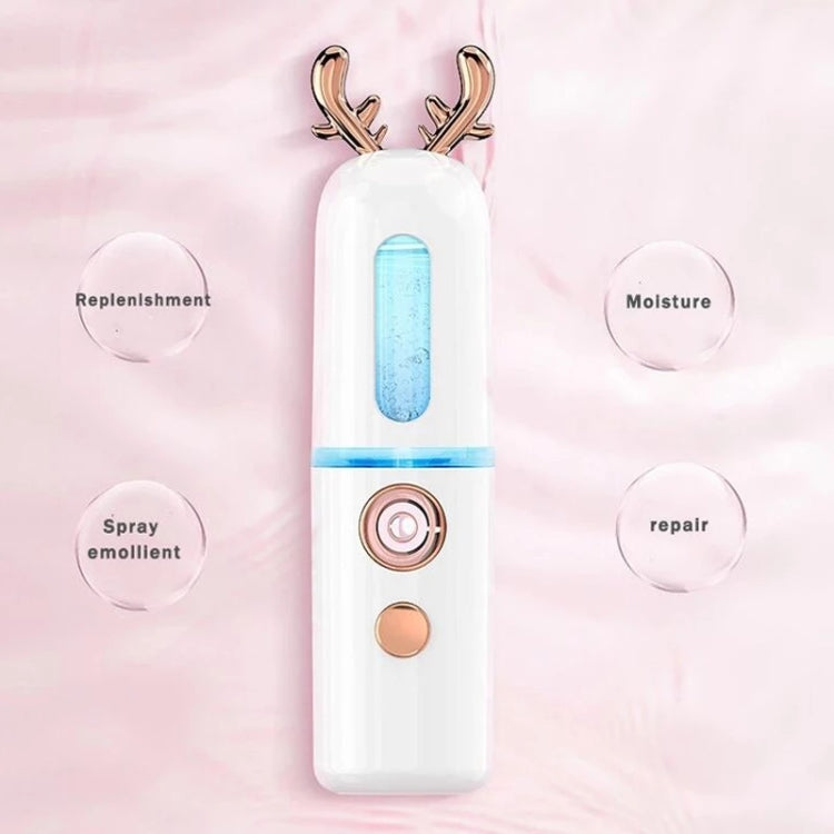 Facial Steamer Nano Spray Water Replenishing Instrument Portable Cold Spray Machine Charging Beauty Instrument Automatic Alcohol Sprayer, Style:Cute Deer(White) - Beauty Instrument by buy2fix | Online Shopping UK | buy2fix