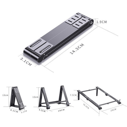 Oatsbasf 03040 Metal Mini Notebook Stand Aluminum Alloy Computer Cooling Folding Bracket(Grey) - Laptop Stand by Oatsbasf | Online Shopping UK | buy2fix