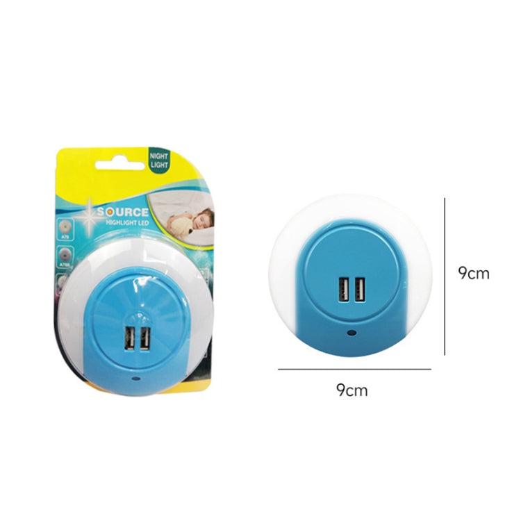 A78B LED Night Light With USB Port Intelligent Light Control Sensor Light, Plug:EU Plug(Blue) - Sensor LED Lights by buy2fix | Online Shopping UK | buy2fix