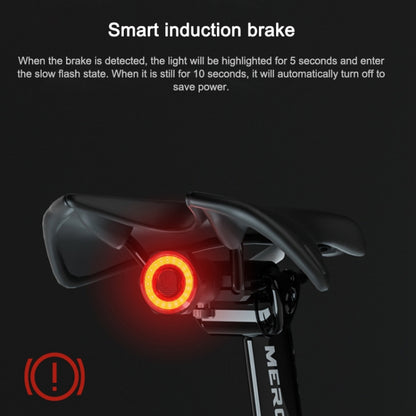 MEROCA MX2 Smart Sensor Brake Tail Light Mountain Bike Light USB Charging Road Bike Night Riding Tail Light, Color:Seat Tube Installation Black - Taillights by buy2fix | Online Shopping UK | buy2fix