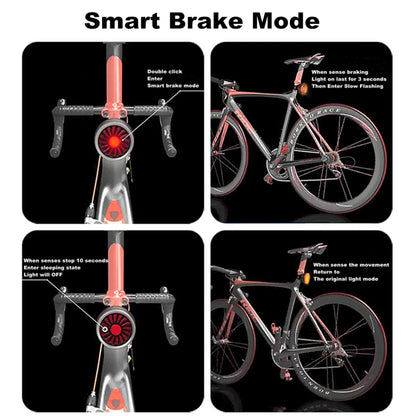 Bicycle Smart Sensor Brake Light USB Tail Light Warning Light(Blue) - Taillights by buy2fix | Online Shopping UK | buy2fix