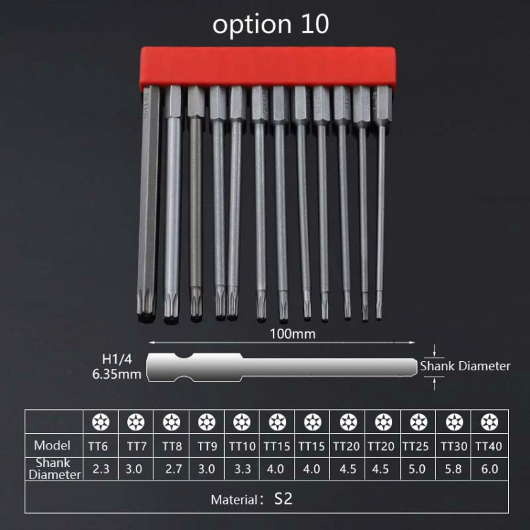 12 PCS / Set Screwdriver Bit With Magnetic S2 Alloy Steel Electric Screwdriver, Specification:10 - Drill & Drill Bits by buy2fix | Online Shopping UK | buy2fix