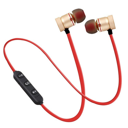 MoreBlue S07 Wireless Bluetooth Earphones Metal Magnetic Stereo Bass Headphones Cordless Sport Headset Earbuds With Microphone(Gold) - Bluetooth Earphone by buy2fix | Online Shopping UK | buy2fix