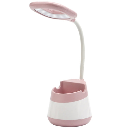 USB Charging LED Desk Light Eye Protection Lamp with Pen Holder and Phone Holder(CS276-3 Pink) - Desk Lamps by buy2fix | Online Shopping UK | buy2fix