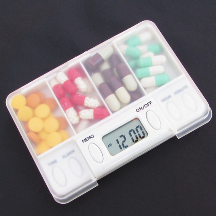 TF200 4-Cell Smart Timed Reminder Portable Plastic Pill Box Pill Storage Box(White) - Pill Boxes by buy2fix | Online Shopping UK | buy2fix