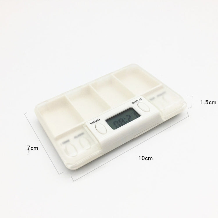 TF200 4-Cell Smart Timed Reminder Portable Plastic Pill Box Pill Storage Box(White) - Pill Boxes by buy2fix | Online Shopping UK | buy2fix