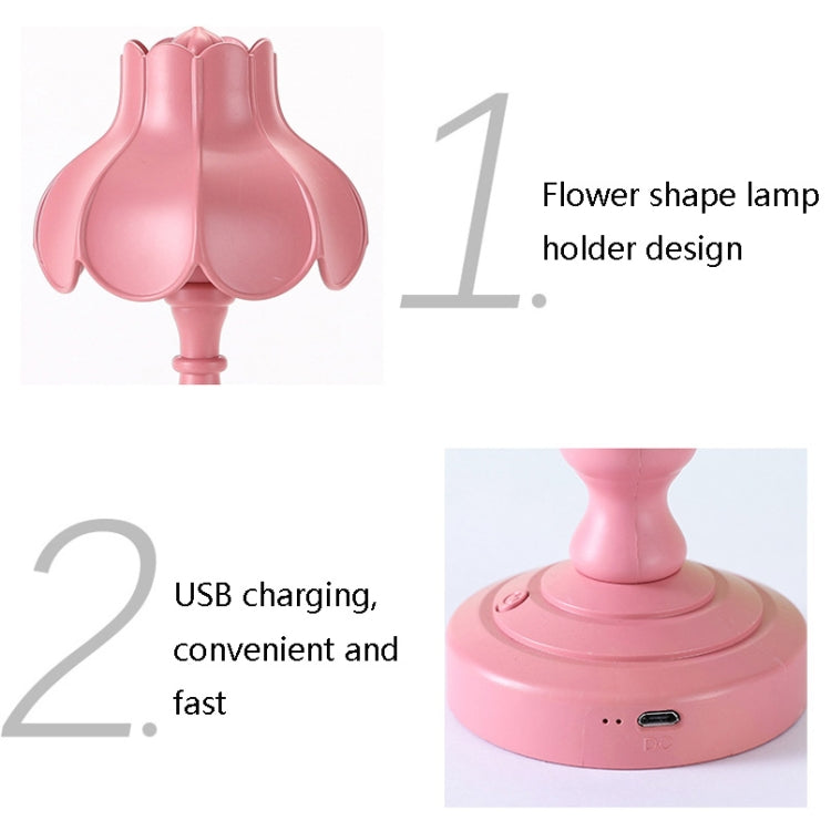 Retro Charging Table Lamp Bedroom Bed LED Eye Protection Light(LD05 Lotus White) - Bedside Light by buy2fix | Online Shopping UK | buy2fix