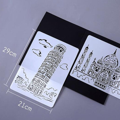 3 Pisa Tower Construction Series Painting Template Theme City A4 Label Template - Art Supplies by buy2fix | Online Shopping UK | buy2fix