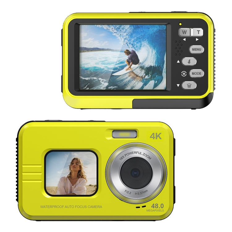 WDC901 3.5m Waterproof 48MP HD Dual Screen Outdoor Sports Digital Camera UK Plug(Yellow) - Children Cameras by buy2fix | Online Shopping UK | buy2fix