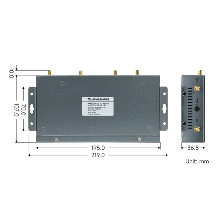 Waveshare RM520N-GL Wireless CPE Industrial 5G Router, Snapdragon X62 Onboard(EU Plug) - Wireless Routers by Waveshare | Online Shopping UK | buy2fix