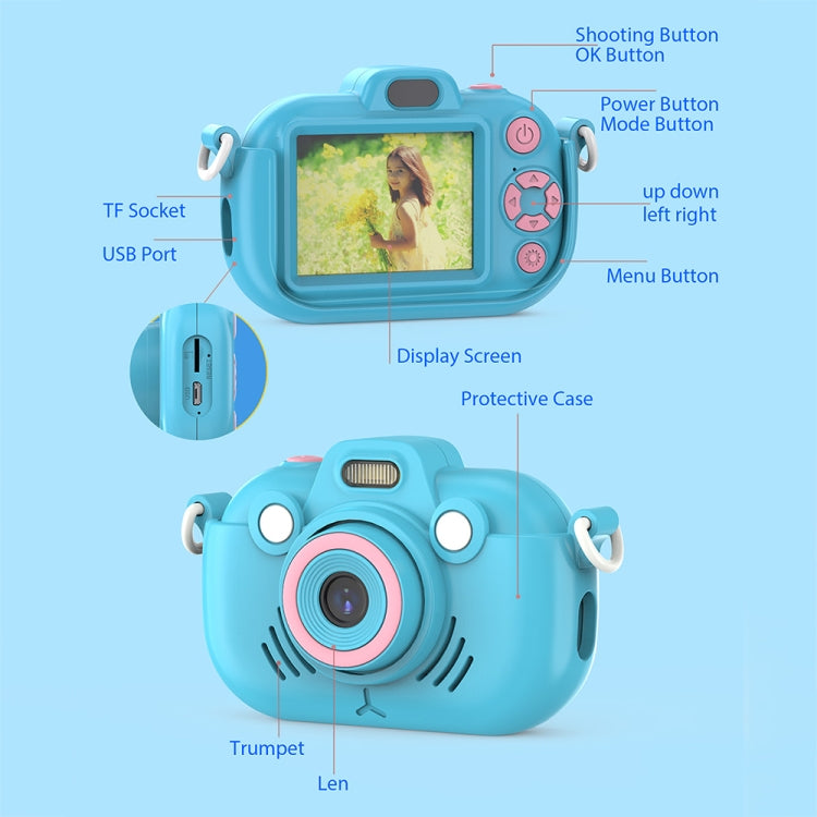 DC502 2.4-Inch 16X Zoom 2.7K Video Recording Children Digital Camera, Color: Blue No Card(UK Plug) - Children Cameras by buy2fix | Online Shopping UK | buy2fix