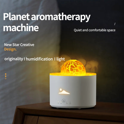 HX-130 Colorful Night Light Planet Desktop Flame Aromatherapy Humidifier, Spec: UK Plug(White) - Air Purifiers & Accessories by buy2fix | Online Shopping UK | buy2fix