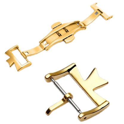 VC Stainless Steel Butterfly Pin Buckle Watch Accessories, Style: 18mm Buckle(Gold) - Watch Accessories & Parts by buy2fix | Online Shopping UK | buy2fix