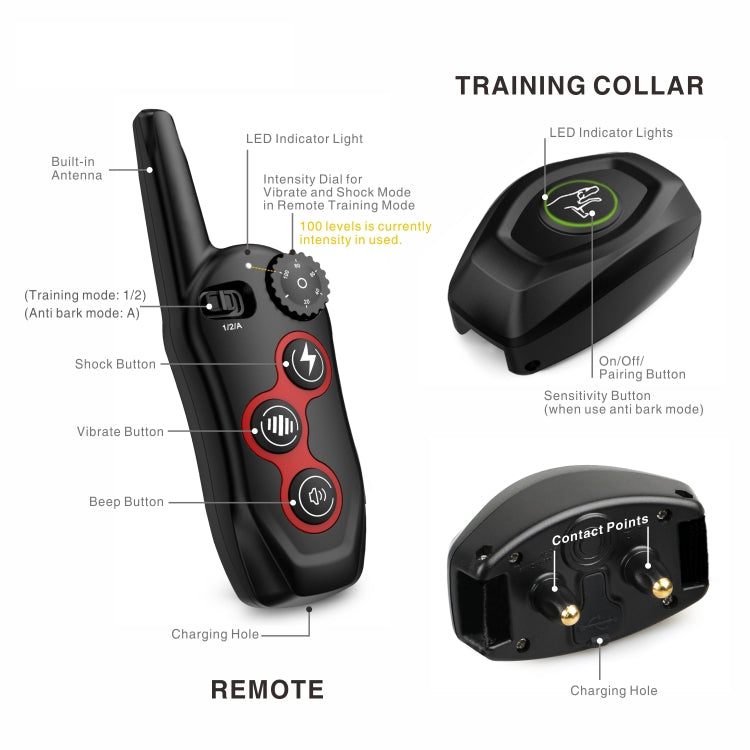 Remote Control Trainer Dog Collar Automatic Barking Stopper, Specification: 1 Drag 1 Red - Training Aids by buy2fix | Online Shopping UK | buy2fix