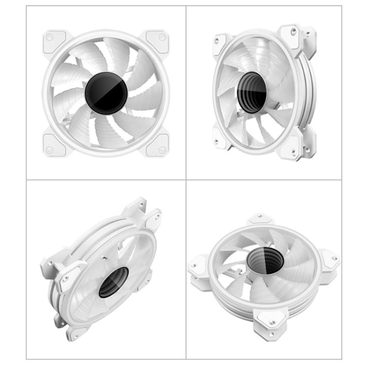 COOLMOON 12cm Infinity Lens Computer Cooling Fan PWM ARGB Chassis Cooling Fan(White) - Fan Cooling by COOLMOON | Online Shopping UK | buy2fix