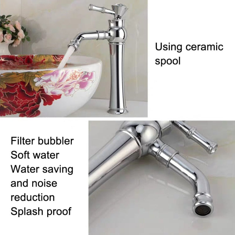 All Bronze Bathroom Basin Hot And Cold Water Faucet, Style: Gold High Model - Faucets & Accessories by buy2fix | Online Shopping UK | buy2fix
