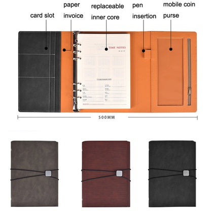 A5 Business Loose-leaf Notebook Office Stationery Leather PU Notepad(Light Coffee) - Notebooks by buy2fix | Online Shopping UK | buy2fix