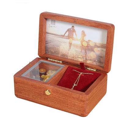 Wooden Jewelry Storage Music Box with Photo Frame Function, Spec: Rosewood+Necklace Flannel - Music Box by buy2fix | Online Shopping UK | buy2fix