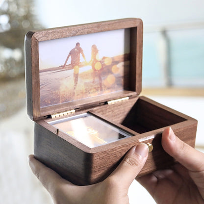 Wooden Jewelry Storage Music Box with Photo Frame Function, Spec: Rosewood+Necklace Flannel - Music Box by buy2fix | Online Shopping UK | buy2fix