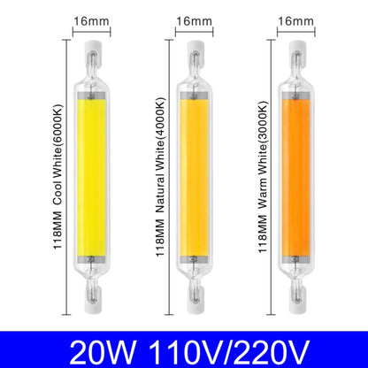 118mm 20W R7S LED COB Dimmer Glass Lamp Double-end Horizontal Plug-in Light(220v Natural White Light) - LED Blubs & Tubes by buy2fix | Online Shopping UK | buy2fix