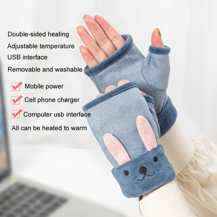 Winter USB Rechargeable Heated Half Palm Adult Gloves, Size: Free Size(Brown) - Safety Gloves by buy2fix | Online Shopping UK | buy2fix