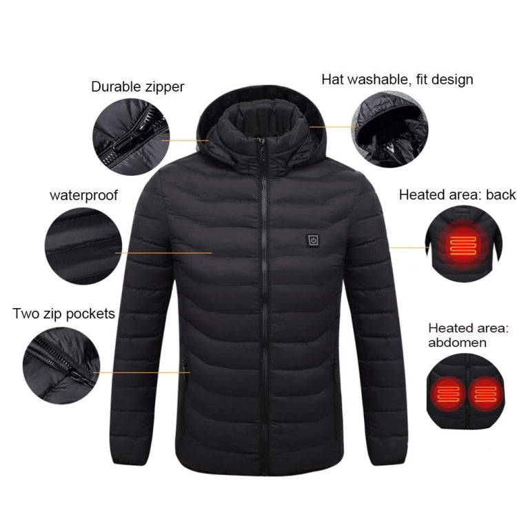 11 Zone Double Control Blue USB Winter Electric Heated Jacket Warm Thermal Jacket, Size: XXXL - Down Jackets by buy2fix | Online Shopping UK | buy2fix