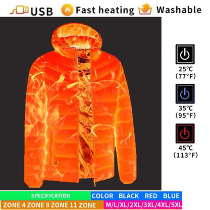 4 Zone Blue USB Winter Electric Heated Jacket Warm Thermal Jacket, Size: XXXXL - Down Jackets by buy2fix | Online Shopping UK | buy2fix