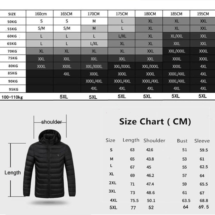 9 Zone Blue USB Winter Electric Heated Jacket Warm Thermal Jacket, Size: XXL - Down Jackets by buy2fix | Online Shopping UK | buy2fix