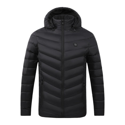 4 Zone Black  USB Winter Electric Heated Jacket Warm Thermal Jacket, Size: XXL - Down Jackets by buy2fix | Online Shopping UK | buy2fix