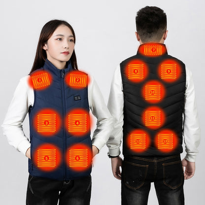 17 Area  4 Control Blue USB Electric Heating Undershirt Intelligent Warm Vest(5XL) - Down Jackets by buy2fix | Online Shopping UK | buy2fix