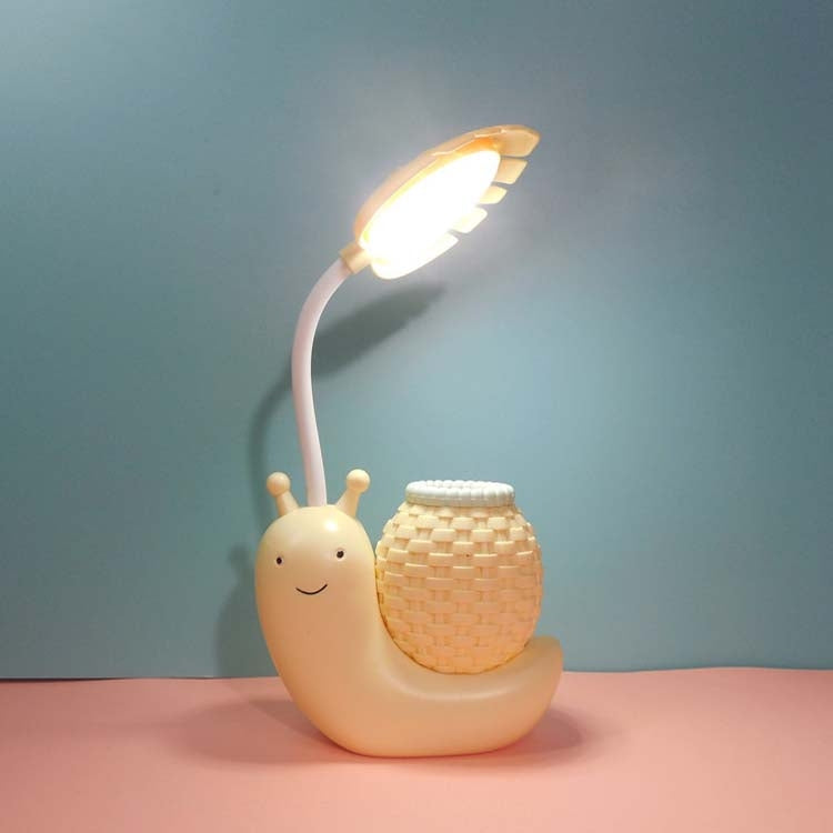 L-0 Cartoon Snail Pen Holder USB Rechargeable LED Soft Eye-Protection Desk Lamp(Yellow) - Desk Lamps by buy2fix | Online Shopping UK | buy2fix