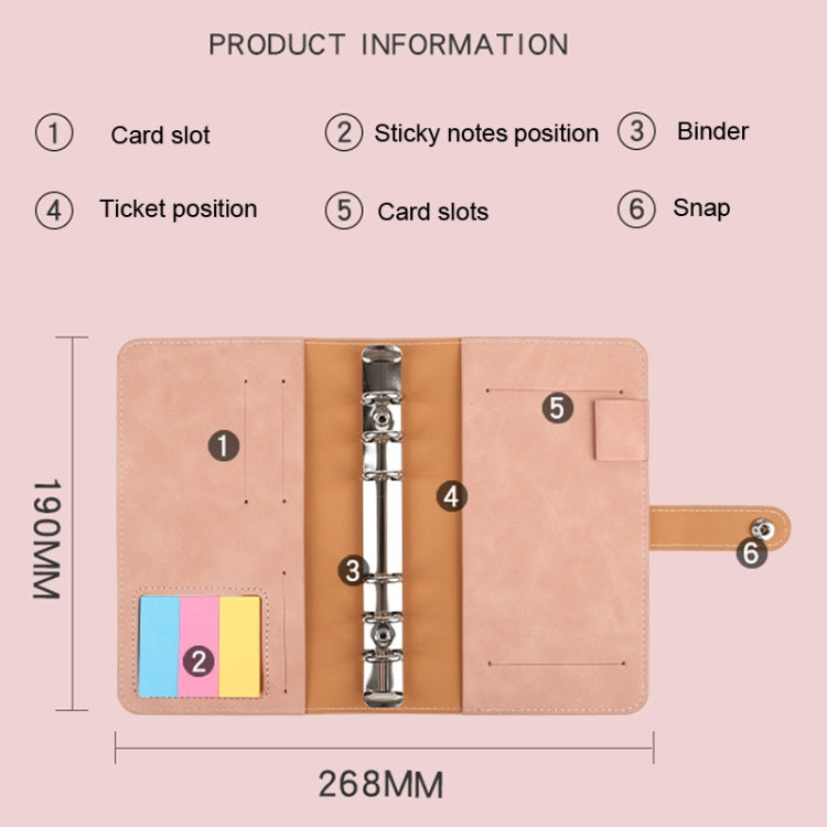 H666 A6 Loose-leaf Binder Cash Budget Handbook Vintage PU Leather Notebook with Window(Taro Purple) - Notebooks by buy2fix | Online Shopping UK | buy2fix