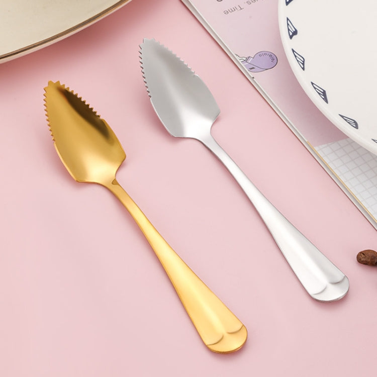 Stainless Steel Scraper Spoon Fruit Grapefruit Spoon Baby Digging Ball Spoon, Color: Gold - Cutlery Sets by buy2fix | Online Shopping UK | buy2fix