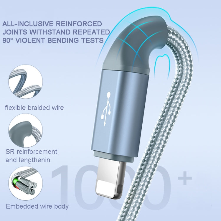 ROMOSS CB25 3 In 1 3.5A  8 Pin + Micro USB + Type C/USB-C Cable 1m(Blue) - Multifunction Cable by ROMOSS | Online Shopping UK | buy2fix