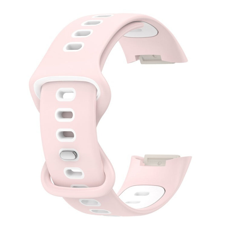 For Fitbit Charge 5 Smart Watch Sports Waterproof Two-Color Silicone Band(Pink White) - Watch Bands by buy2fix | Online Shopping UK | buy2fix